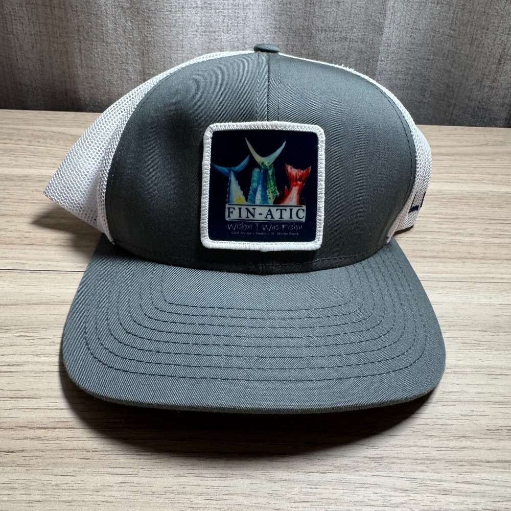 Pacific Headwear Trucker Hat Mens OSFM Grey Fin-Atic 104C Pro Model Snapback